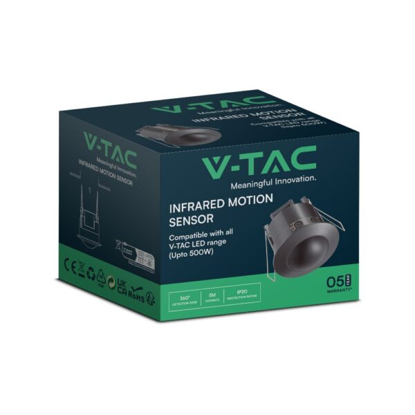 Ανιχνευτής Κίνησης Χωνευτός Μαύρος  V-TAC – 23679
