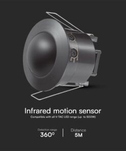 Ανιχνευτής Κίνησης Χωνευτός Μαύρος V-TAC – 23679