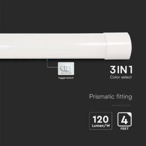 40W LED Πρισματικό Γραμμικό Φωτιστικό 120cm V-TAC 4800lm 120° CCT 3000K/4000K/6500K – 23680