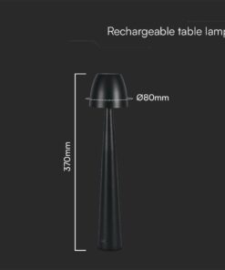 Επαναφορτιζόμενο Πορτατίφ Μαύρο LED 3W CCT Dimmable Αφής VTAC – 23683