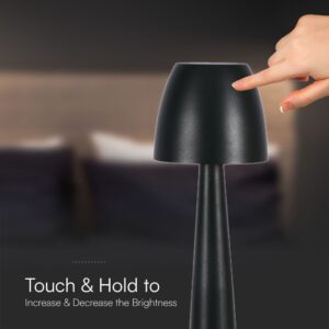 Επαναφορτιζόμενο Πορτατίφ Μαύρο LED 3W CCT Dimmable Αφής VTAC – 23683