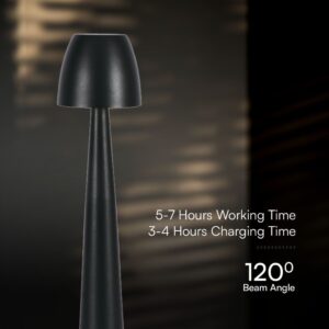 Επαναφορτιζόμενο Πορτατίφ Μαύρο LED 3W CCT Dimmable Αφής VTAC – 23683