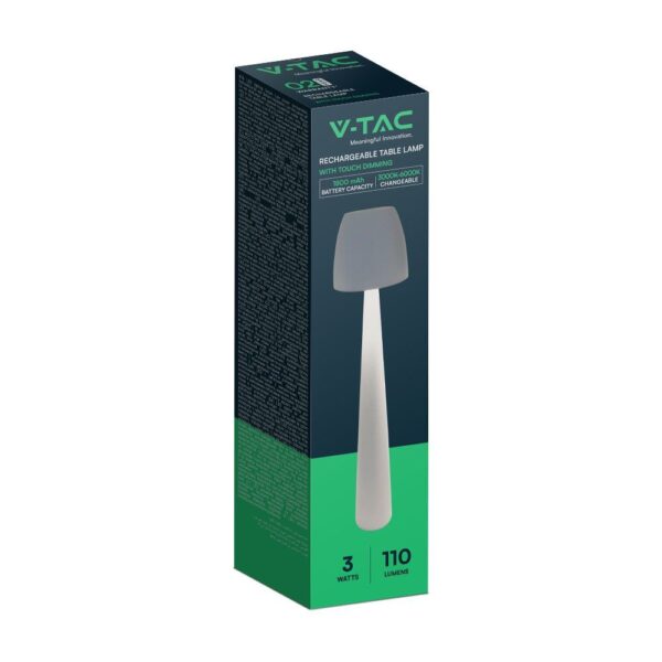 Επαναφορτιζόμενο Πορτατίφ LED 3W CCT Dimmable Αφής Λευκό VTAC – 23684
