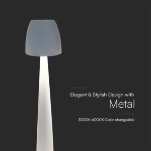 Επαναφορτιζόμενο Πορτατίφ LED 3W CCT Dimmable Αφής Λευκό VTAC – 23684