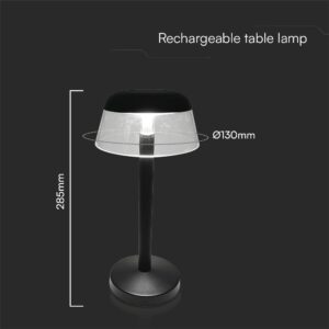 Επαναφορτιζόμενο Πορτατίφ 3W LED CCT Dimmable Αφής Μαύρο VTAC – 23685