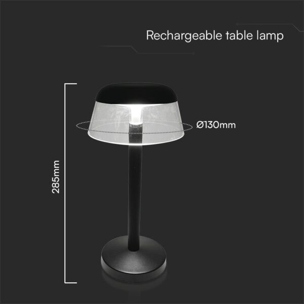 Επαναφορτιζόμενο Πορτατίφ 3W LED CCT Dimmable Αφής Μαύρο VTAC – 23685