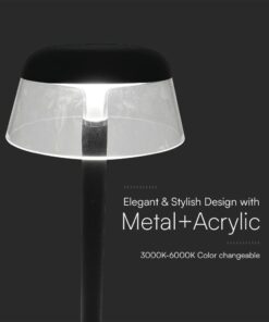 Επαναφορτιζόμενο Πορτατίφ 3W LED CCT Dimmable Αφής Μαύρο VTAC – 23685