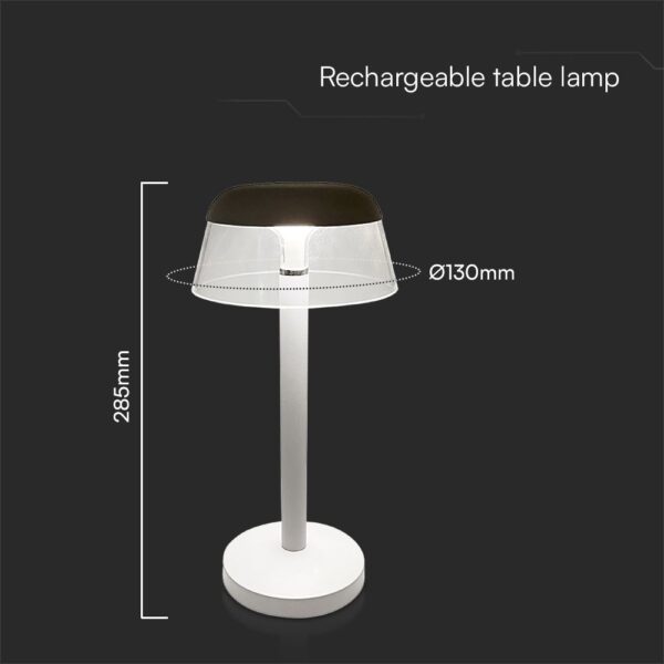 Επαναφορτιζόμενο Πορτατιφ Λευκό 3W LED CCT Dimmable Αφής VTAC – 23686