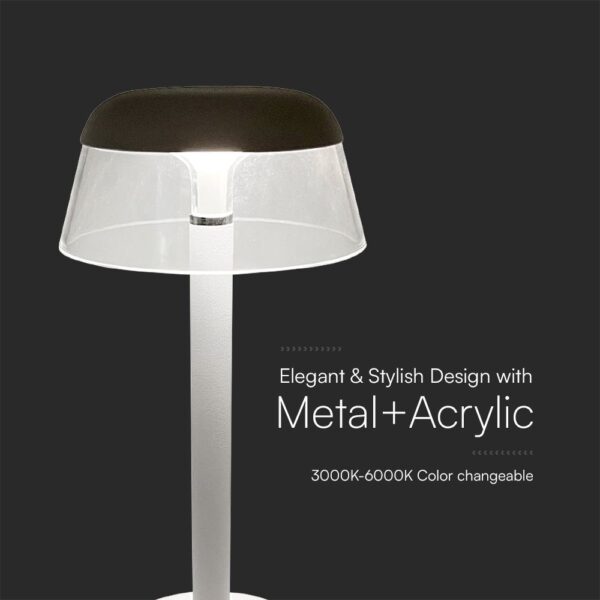 Επαναφορτιζόμενο Πορτατιφ Λευκό 3W LED CCT Dimmable Αφής VTAC – 23686