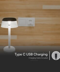 Επαναφορτιζόμενο Πορτατιφ Λευκό 3W LED CCT Dimmable Αφής VTAC – 23686