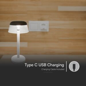 Επαναφορτιζόμενο Πορτατιφ Λευκό 3W LED CCT Dimmable Αφής VTAC – 23686