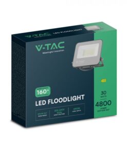LED Προβολέας 30W V-TAC Samsung Chip Μαύρος 4800lm Αδιάβροχος IP65 6500K – 23693