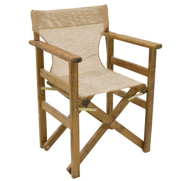 Director’s armchair frame Retto pakoworld solid beech walnut-PVC beige-ecru 237-000037