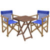 Garden dining table Retto set of 3 pieces solid beech wood walnut-blue 60x60x71cm 237-000039