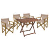 Garden dining table Retto set of 5 pieces solid beech wood walnut-PVC taype 80x60x72cm 237-000047