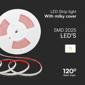 LED Ταινία 12.5W 220V V-TAC 1100lm Αδιάβροχη IP65 Θερμό 3000K 10 Μέτρα – 23718