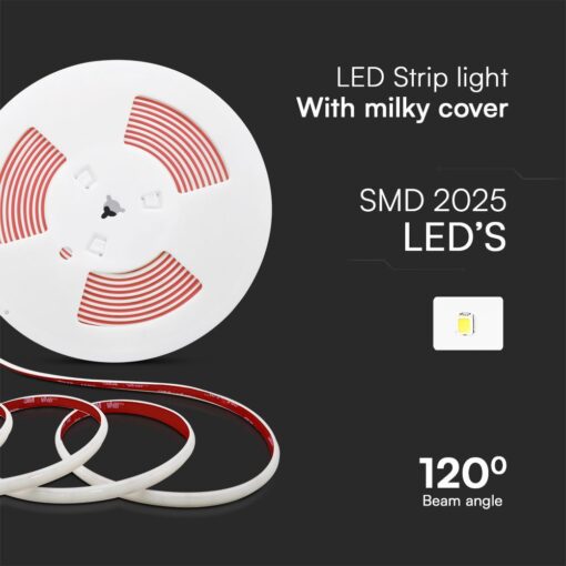 LED Ταινία 12.5W 220V V-TAC 1100lm Αδιάβροχη IP65 Θερμό 3000K 10 Μέτρα – 23718