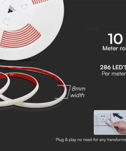 LED Ταινία 12.5W 220V V-TAC 1100lm Αδιάβροχη IP65 Θερμό 3000K 10 Μέτρα – 23718