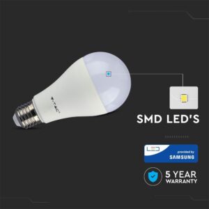 LED Λάμπα E27 A60 9W V-TAC με ενσωματωμένη μπαταρία έκτακτης ανάγκης 200° 806lm Φυσικό 4000K – 2372