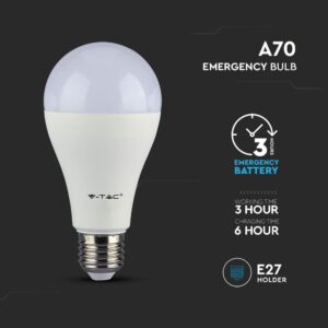 LED Λάμπα E27 A60 9W V-TAC με ενσωματωμένη μπαταρία έκτακτης ανάγκης 200° 806lm Φυσικό 4000K – 2372