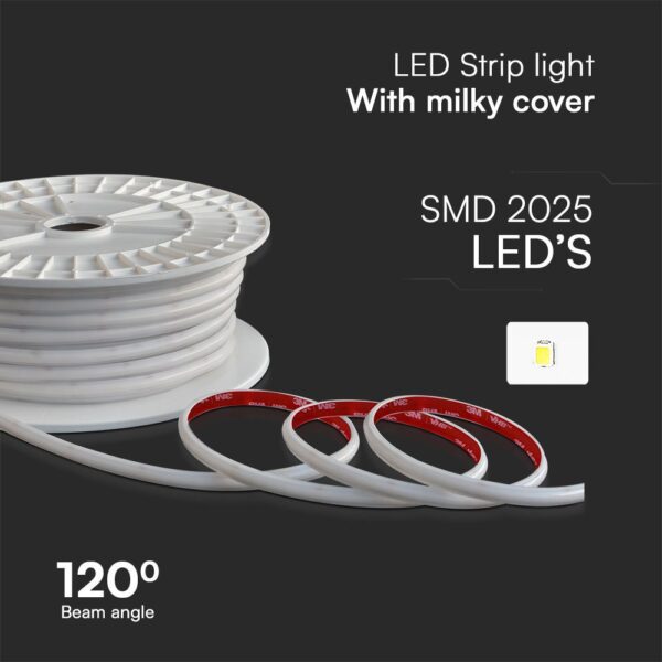 LED Ταινία 12.5W 220V V-TAC 1100lm Αδιάβροχη IP65 Θερμό 3000K 50 Μέτρα – 23721