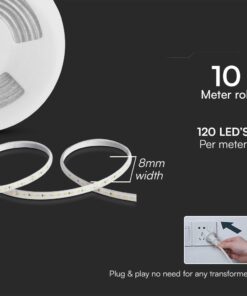 LED Ταινία 10.5W 220V V-TAC Αδιάβροχη IP65 Κόκκινη 10 Μέτρα – 23724