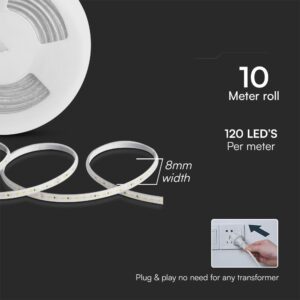 LED Ταινία 10.5W 220V V-TAC Αδιάβροχη IP65 Κόκκινη 10 Μέτρα – 23724