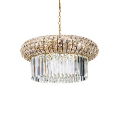IDEAL LUX Κρεμαστό Φωτιστικό NABUCCO 12xE14 Χρυσού Χρώματος και Κρύσταλλο – 237794