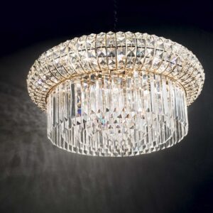 IDEAL LUX Κρεμαστό Φωτιστικό NABUCCO 16xE14 Χρυσού Χρώματος με Κρύσταλλο – 237800