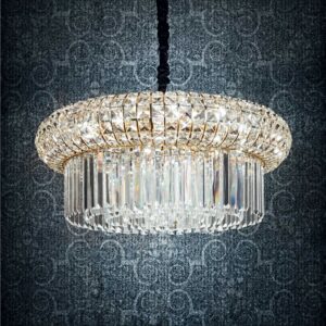 IDEAL LUX Κρεμαστό Φωτιστικό NABUCCO 16xE14 Χρυσού Χρώματος με Κρύσταλλο – 237800