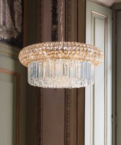 IDEAL LUX Κρεμαστό Φωτιστικό NABUCCO 16xE14 Χρυσού Χρώματος με Κρύσταλλο – 237800