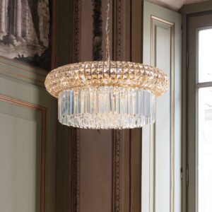 IDEAL LUX Κρεμαστό Φωτιστικό NABUCCO 16xE14 Χρυσού Χρώματος με Κρύσταλλο – 237800