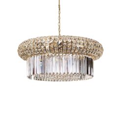 IDEAL LUX Κρεμαστό Φωτιστικό NABUCCO 16xE14 Χρυσού Χρώματος με Κρύσταλλο – 237800