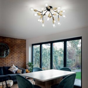 IDEAL LUX Κρεμαστό Φωτιστικό SPARK 24xE27 Μαύρου Χρυσού Χρώματος – 238241