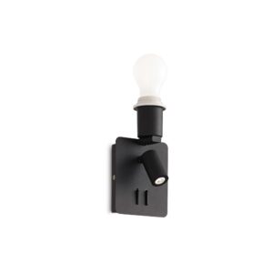 IDEAL LUX Απλίκα Τοίχου με Led Αναγνώστη GEA 1xE27 Μαύρου Χρώματος – 239545