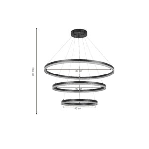 InLight Κρεμαστό φωτιστικό LED 100W 3CCT (by switch on base) 6095-A-Black