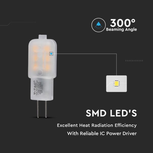 LED Λάμπα G4 1.5W V-TAC PRO Samsung Chip 300° 12V 100lm Φυσικό Λευκό 4000K – 241