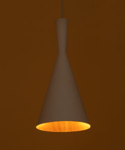 GloboStar® SHANGHAI WHITE 01026-C Μοντέρνο Κρεμαστό Φωτιστικό Οροφής Μονόφωτο 1 x E27 Λευκό Μεταλλικό Καμπάνα Φ19 x Υ38cm