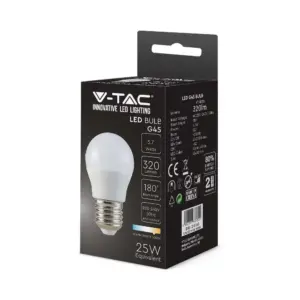 LED λάμπα E27 G45 SMD 3.7W φυσικό λευκό 4000K V-TAC – 214162