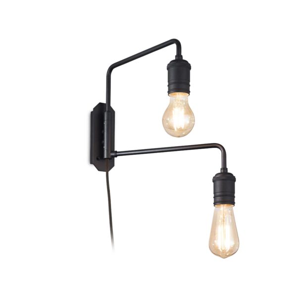 IDEAL LUX Απλίκα Τοίχου TRIUMPH 2xE27 Μαύρου Χρώματος – 242385