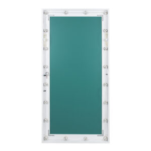 GloboStar® MAKEUP MIRROR-160×80-4 Μοντέρνος Καθρέπτης Μακιγιάζ με Πλαίσιο Φυσικού Ξύλου με Διακόπτη On/Off 20 x E27 AC220-240V – Μ80 x Π7 x Υ160cm – Λευκή Λάκα