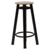 Bar stool Onyx pakoworld oak wood-metal black gloss D33x77cm 243-000021