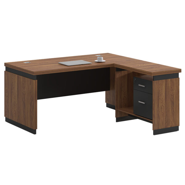 Reversible office desk Oscar pakoworld walnut-charcoal 180x170÷76cm 246-000002