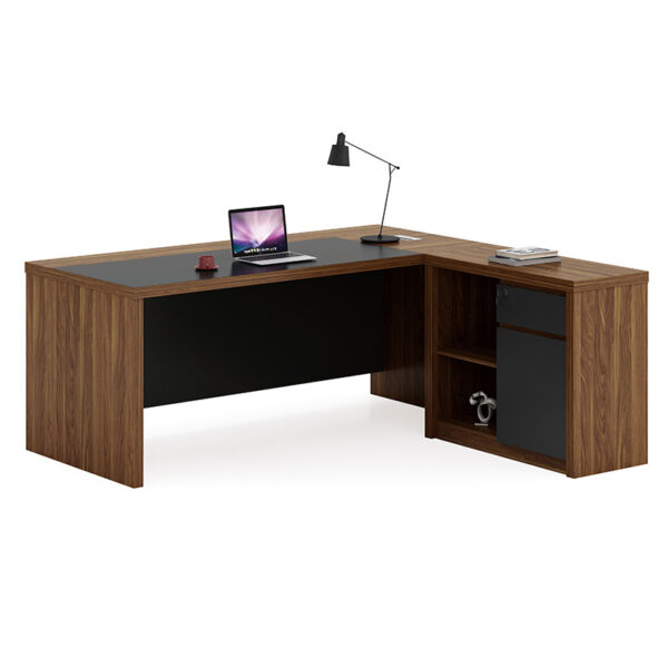 Reversible corner office desk Oscar pakoworld walnut-charcoal 200x188,6x76cm 246-000003