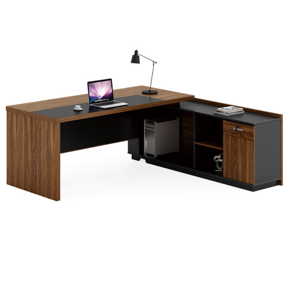 Right corner ofiice desk Oscar pakoworld walnut-anthracite 200x180x76cm 246-000004