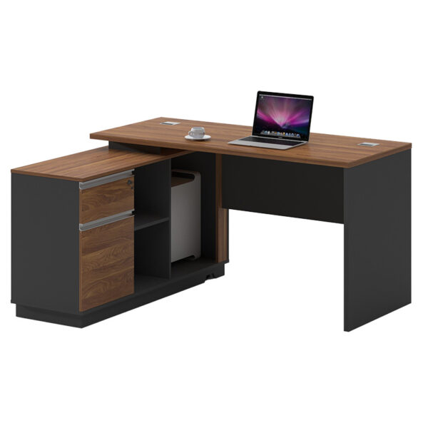 Left corner office desk Oscar pakoworld walnut-anthracite 160x140x76cm 246-000012