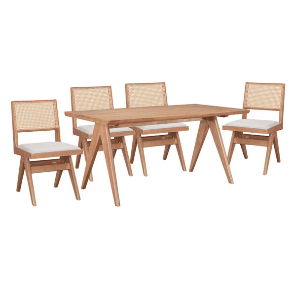 Dining set Winslow pakoworld set 5pieces rubberwood light walnut 160x85x75cm 247-000011