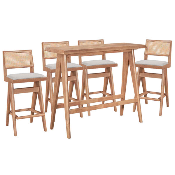 Dining bar set Winslow pakoworld set 5pieces rubberwood light walnut 120x45x100cm 247-000015