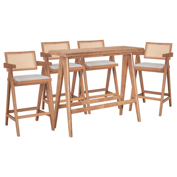 Dining set Winslow É pakoworld set 5pieces rubberwood light walnut 120x45x100cm 247-000017