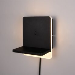 Φωτιστικό Τοίχου Κρεβατιού Μαύρο Ματ FAIRFIELD LED 9W 950lm 3000K Step Dimmable με USB & Ασύρματο Φορτιστή Trio Lighting – 248670132